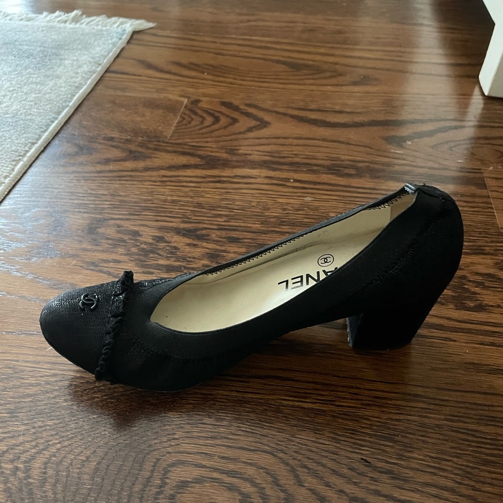 Small Black Chanel Block Heels